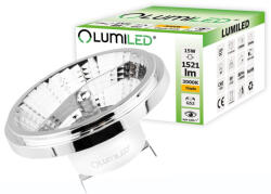 Lumileds G53 AR111 LED izzó 15W = 100W 1521lm 3000K Meleg 24° 12V DC Ezüst LUMILED