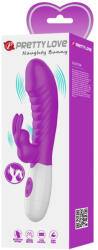 Pretty Love Vibrátor, Pretty Love, Naugthy Bunny Purple I, 6-10 cm, fehér, g-pontos, nyuszis csiklóizgatóval, 30 vibrációs mód, szilikon, 2 x AAA