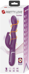 Pretty Love G-pontos vibrátor, Pretty Love, Laursen Purple II, 21-25 cm, lila, kétmotoros, nyuszis csiklóizgatóval, hullámzó funkció, szilikon, akkumulátoros