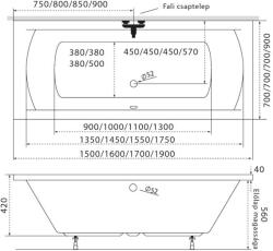M-Acryl Helena egyenes akril kád 160x70