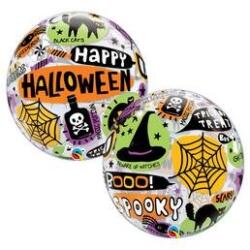 Qualatex Boldog Halloween - Halloween Mintás Buborék Lufi, 56 cm