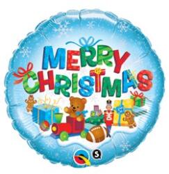 Qualatex Merry Christmas - Karácsonyi Ajándékok Fólia Lufi, 46 cm