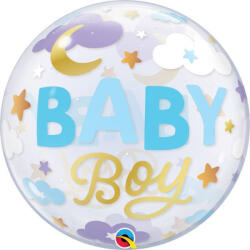 Qualatex 22 inch-es Baby Boy Sweet Dreams Bubble Lufi Babaszületésre