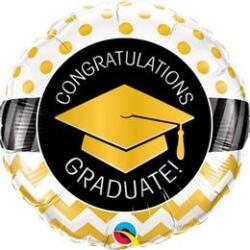  18 inch-es Graduate Gold Chevron Dots Ballagási Fólia Lufi