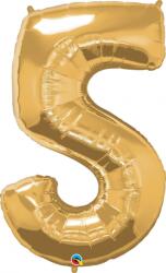 Qualatex 34 inch-es Number 5 Gold - Arany Számos Fólia Lufi
