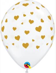Qualatex 11 inch-es Random Hearts-a-Rnd DMC Gold Lufi