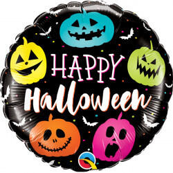 Qualatex Színes Tökfejek Mintás Fólia Lufi, 46 cm