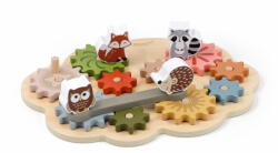 Magni Készségfejlesztő fa foglalkoztató tábla fogaskerekekkel és állatokkal Magni