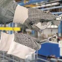  Kesztyű Serzs pamut PVC pöttyözés a tenyeren beige 10 (CP149-10)