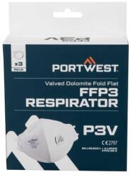 Portwest P310 FFP3 szelepes, Dolomite, félbehajtható légzésvédő maszk (pk3) (P310WHR)