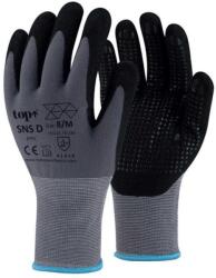 Kesztyű nylon, homokszemcsés nitrilhabba mártott, tenyér pontozással TOP SNS-D, fekete/szürke, 10 (TOP_SNS-D-10)