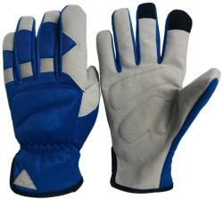  Védőkesztyű műbőr szaténnal, extra párnázás, gumírozott mandzsetta, kék/szürke, 8 (TOP_GLV_LUKE-8)