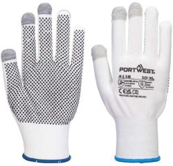 Portwest A118 Grip 13 PVC pöttyös érintőképernyős kesztyű (12 pár) (A118W7RXS)