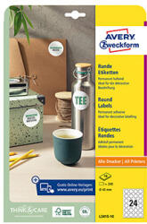 Avery Zweckform címkék 40mm, A4, fehér, 24 címke, 10 darabos csomag, L3415-10, lézer- és tintasugaras nyomtatókhoz, fénymásolókhoz