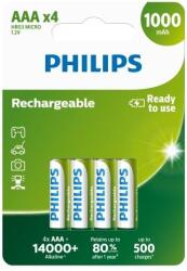 Philips újratölthető akkumulátorok AAA 1000mAh, NiMH - 4db (R03B4RTU10/10)