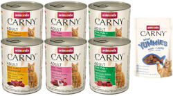 Animonda 6x800 g animonda Carny Adult Mix: szárnyas- & marhaválogatás nedves macskatáp+50g animonda Carny Adult Meat Yummies csirke & lazac macskasnack ingyen