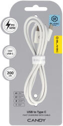 Blavec Kábel Candy fonott - USB-ről Type C-re - PD 60W 3A 2 méter (CCA-UC3W20) fehér