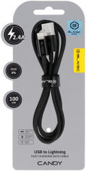 Blavec Cable Candy fonott - USB - Lightning - 2, 4A 1 méter (CCA-UL24B10) fekete