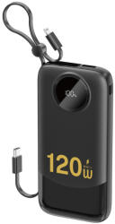 Dudao K13 10000mAh Powerbank Beépített Kábelekkel - Fekete