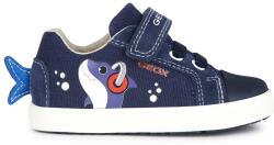 GEOX Geox, Tépőzáras cipő nyersbőr részletekkel, Fehér, Indigókék, Tengerészkék, 20 EU (B25A7C01022C4064-20)