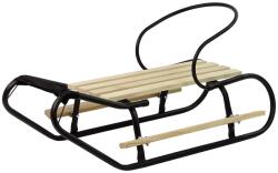 LeanToys Fém szánkó háttámlával és pánttal, LEAN TOYS, acél, 83x38x21cm, fekete/natúr, max 75kg (8174)