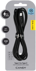 Blavec Cable Candy fonott - Type C-ről Type C-re - PD 60W 3A 2 méter (CCA-CC3B20) fekete
