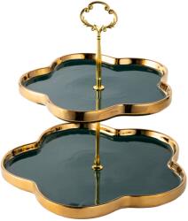 VENUS STAR Tálca gyümölcsöknek/nassolnivalóknak, két zöld-arany szinttel, VENUS STAR (VNSTAV-5VD)