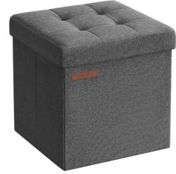 SONGMICS Tárolós ülőke, kis összecsukható pad, 30 × 30 cm-es lábtartó sötétszürke színben (LSF028G01)