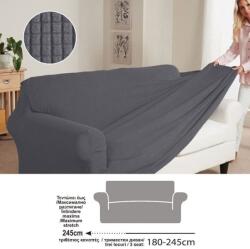 Welora Rugalmas kanapéhuzat háromszemélyes kanapéhoz, karfás kanapéhoz, kockás dombornyomott mintával, 180 - 245 cm, szürke színben (JM1207620)