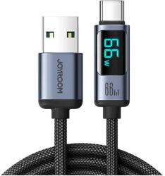 JOYROOM adatkábel (S-AC066A4) USB a Type-C-hez, digitális kijelzővel, gyorstöltéssel, 66 W, 1, 2 m - fekete (KF2313423)