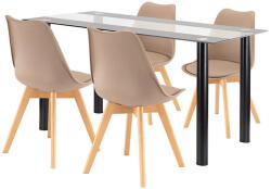  Zelma 4+1 étkező garnitúra fekete-bézs