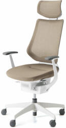 KOKUYO ING Glider 360° fehér váz, bézs szín, hálós, fejtámlával