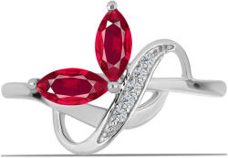  Ezüst Gyűrű Madagaszkári Rubinnal és Fehér Topázzal, Y61139/57