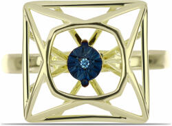  Arannyal Bevont Ezüst Gyűrű Kék Táncoló Gyémánttal, Y61169/59