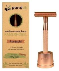 Pandoo rózsaarany fém borotva + 10 db borotvapenge