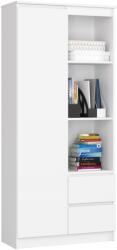 AKORD Furniture Factory Fehér CLP Álló Szekrény R11 80 cm széles, 180 cm magas - 1 Ajtó 2 Fiók, Laminált Lemez, ABS Élzárás, Összeszerelés Szükséges