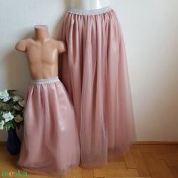 Lovaskate ESKÜVŐ ASZ36H48 - 5 rétegű maxi púderrózsaszín ANYA-LÁNYA tüll szoknya csillogós derékkal