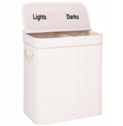 Springos Bambusz Szennyestartó Kosár Fürdőszobába Kétrekeszes 100L (HA0160)