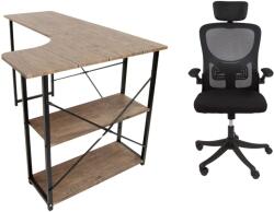 Quest sötéttölgy íróasztal + APA PRO fekete szék készlet