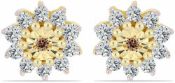  Arannyal Bevont Ezüst Fülbevaló Kognak Gyémánttal és Fehér Topázzal, Y61798