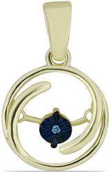  Arannyal Bevont Ezüst Medál Kék Táncoló Gyémánttal, Y61173