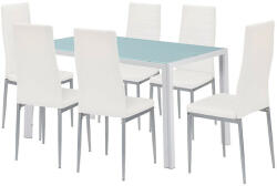  Mabel 6+1 étkező garnitúra fehér-szürke