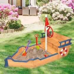  Kalózhajó formájú homokozó, fa, 187x94cm