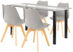  Zelma 4+1 étkező garnitúra fekete-szürke - pepita - 211 190 Ft