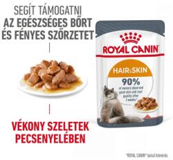 Royal Canin HAIR & SKIN CARE GRAVY - szószos nedves táp felnőtt macskák részére a szebb szőrzetért és az egészséges bőrért 12x85g