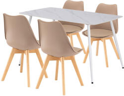  Ravena 4+1 étkező garnitúra fehér-bézs - pepita - 198 390 Ft