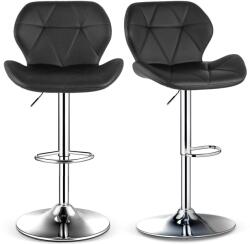 Quasar & Co 2 db bárszék készlet, Quasar & Co. ®, állítható magasságú, 360°-os forgató rendszer, csúszásmentes láb, króm talp, fix fém lábtámasz, kagylós ülés, ökológiai bőr, fekete