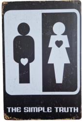 Ezone Vintage Dekor Fémtábla, 'The simple truth' felirat, retro hangulatú kialakítás, 20x30cm