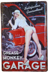 Ezone Vintage Dekor Fémtábla, dombornyomott, 'GARAGE Grease Monkey' felirat, retro hangulatú kialakítás, 20x30cm