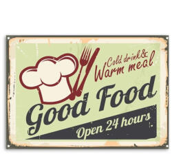 Ezone Vintage Dekor Fémtábla, 'Good Food' felirat, retro hangulatú kialakítás 20x30cm